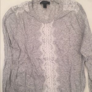 Long sleeve J Crew t shirt with white lace detail